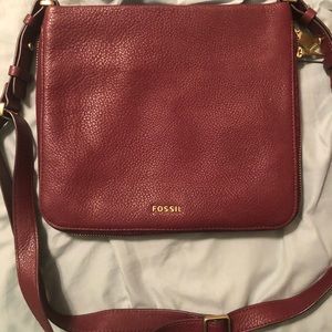 Fossil Maroon Preston Crossbody Bag